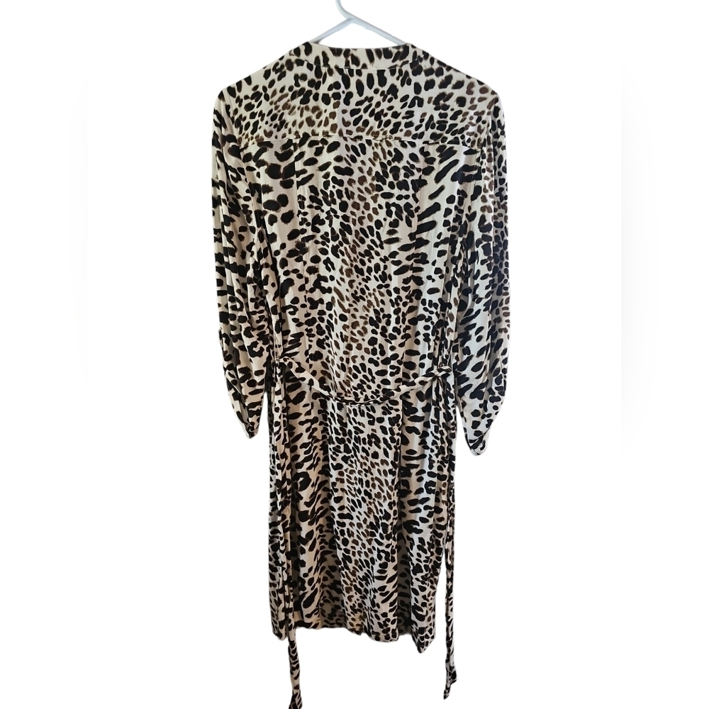 Chicos sz 2 leopard animal print rayon shirt dress with belt sz 12 - Picture 2 of 6
